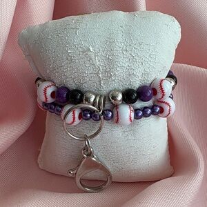 2 Baseball Wristlet Keychain & Bracelet Baseball Charm (women’s or kids)